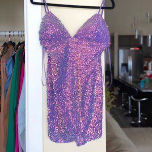 FASHION NOVA Purple Esmerelda Sequin Mini Dress